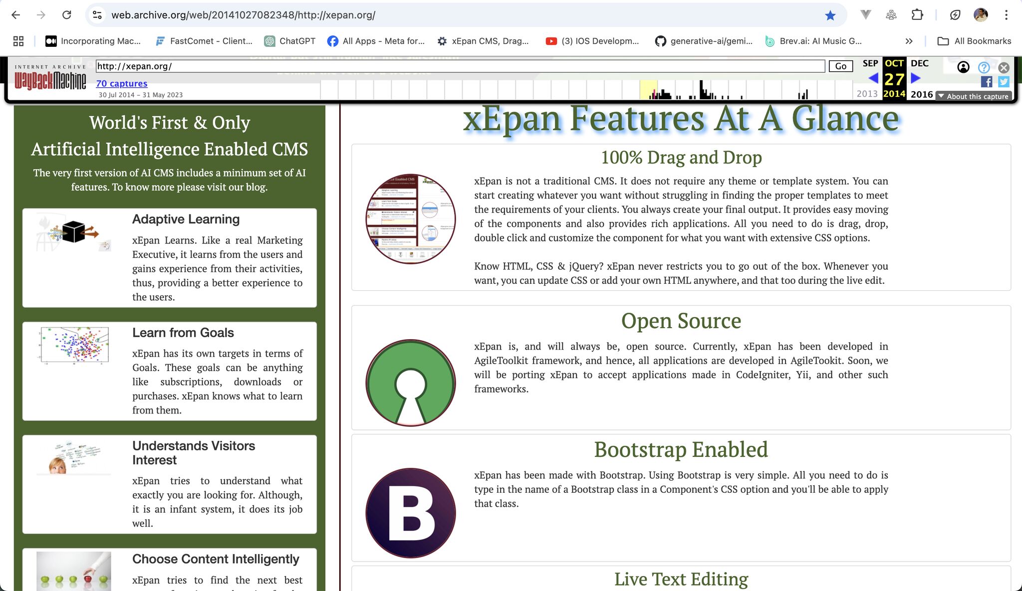 xEpan feature page — adaptive learning, fuzzy logic, goal-based intelligence